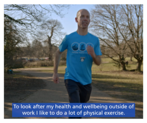 Still of wellbeing video showing Alan Dawson running in a park